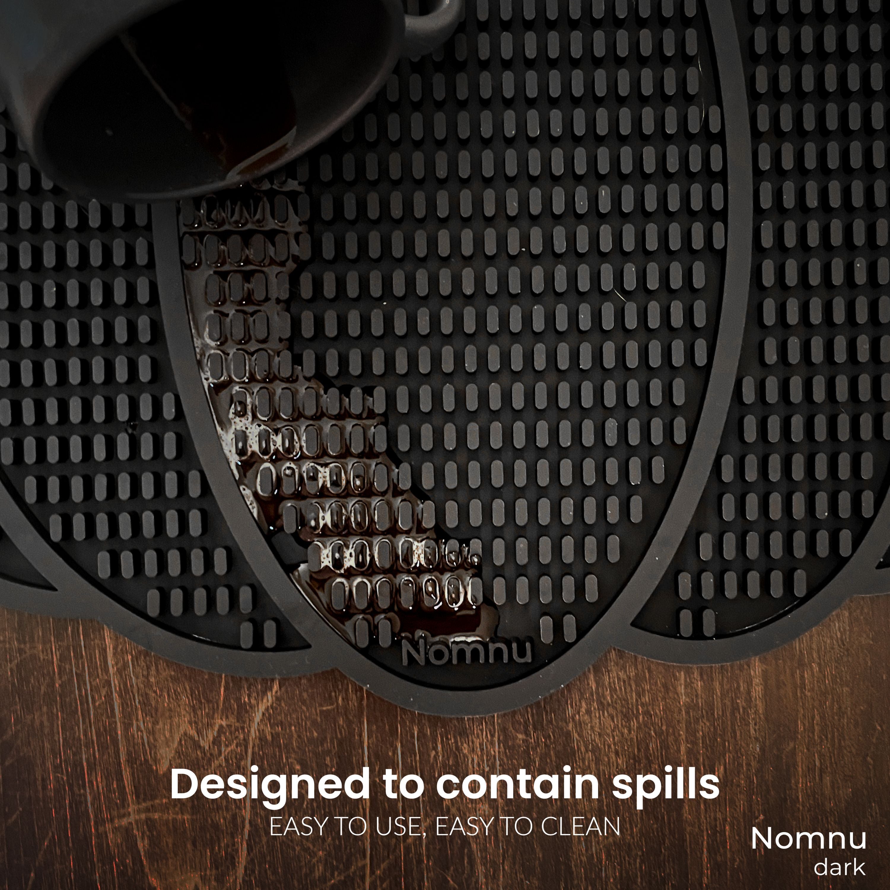 Nomnu Pumpkin Coffee Mat – Gothic Countertop Bar Mat for Spills and Drinks | 14.8" x 13.5" Black Rubber Halloween Decor