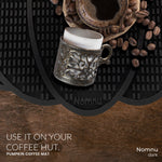 Load image into Gallery viewer, Nomnu Pumpkin Coffee Mat – Gothic Countertop Bar Mat for Spills and Drinks | 14.8&quot; x 13.5&quot; Black Rubber Halloween Decor
