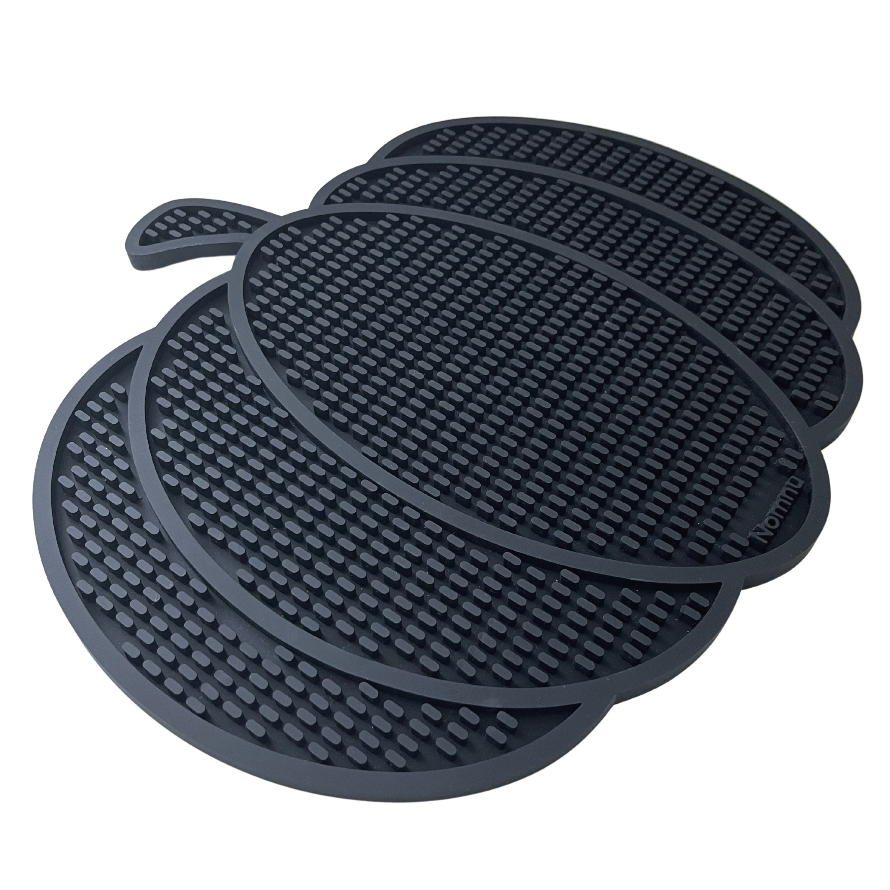 Nomnu Pumpkin Coffee Mat – Gothic Countertop Bar Mat for Spills and Drinks | 14.8" x 13.5" Black Rubber Halloween Decor