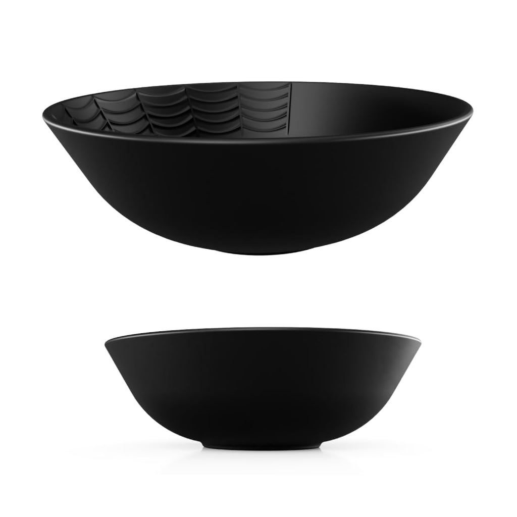 Nomnu Gothic Bowl (1 Unit) With Spiderweb Design - Black Matte Porcelain for Gothic Dining and Halloween Decor, Amplifying Spooky Ambiance with Creepy Tableware