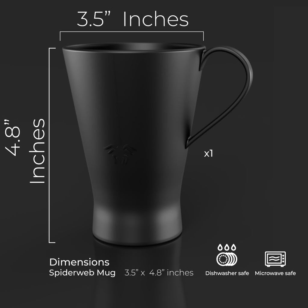 Nomnu Gothic Mug (1 Unit) With Spiderweb Design - Gothic-Inspired Design on Black Matte Porcelain for Halloween Coffee Vibes, Goth Spooky Spine-Chilling Kitchen Decor Creepy Dining Table Decor