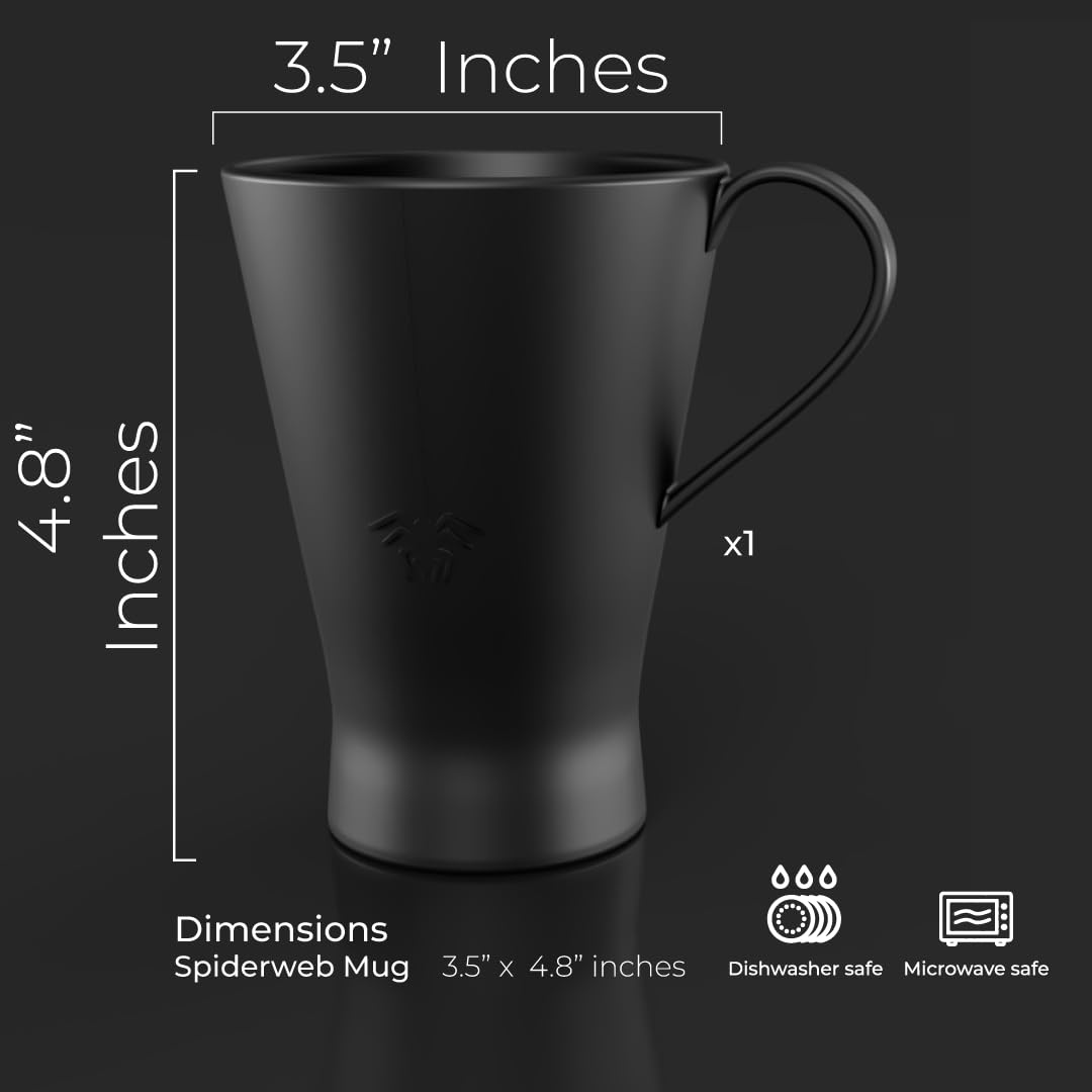 Nomnu Gothic Mug (1 Unit) With Spiderweb Design - Gothic-Inspired Design on Black Matte Porcelain for Halloween Coffee Vibes, Goth Spooky Spine-Chilling Kitchen Decor Creepy Dining Table Decor