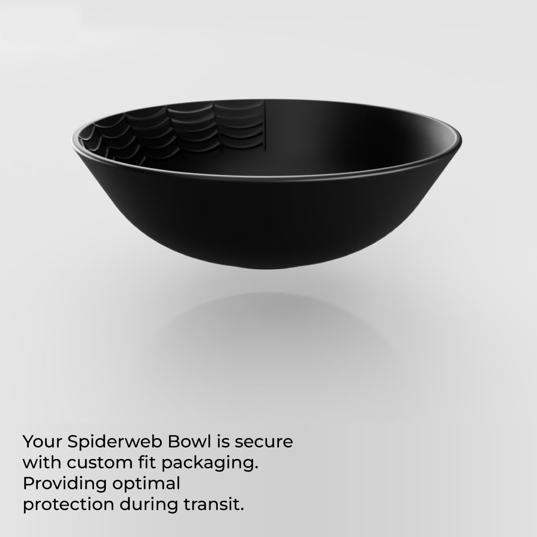 Nomnu Gothic Bowl (1 Unit) With Spiderweb Design - Black Matte Porcelain for Gothic Dining and Halloween Decor, Amplifying Spooky Ambiance with Creepy Tableware