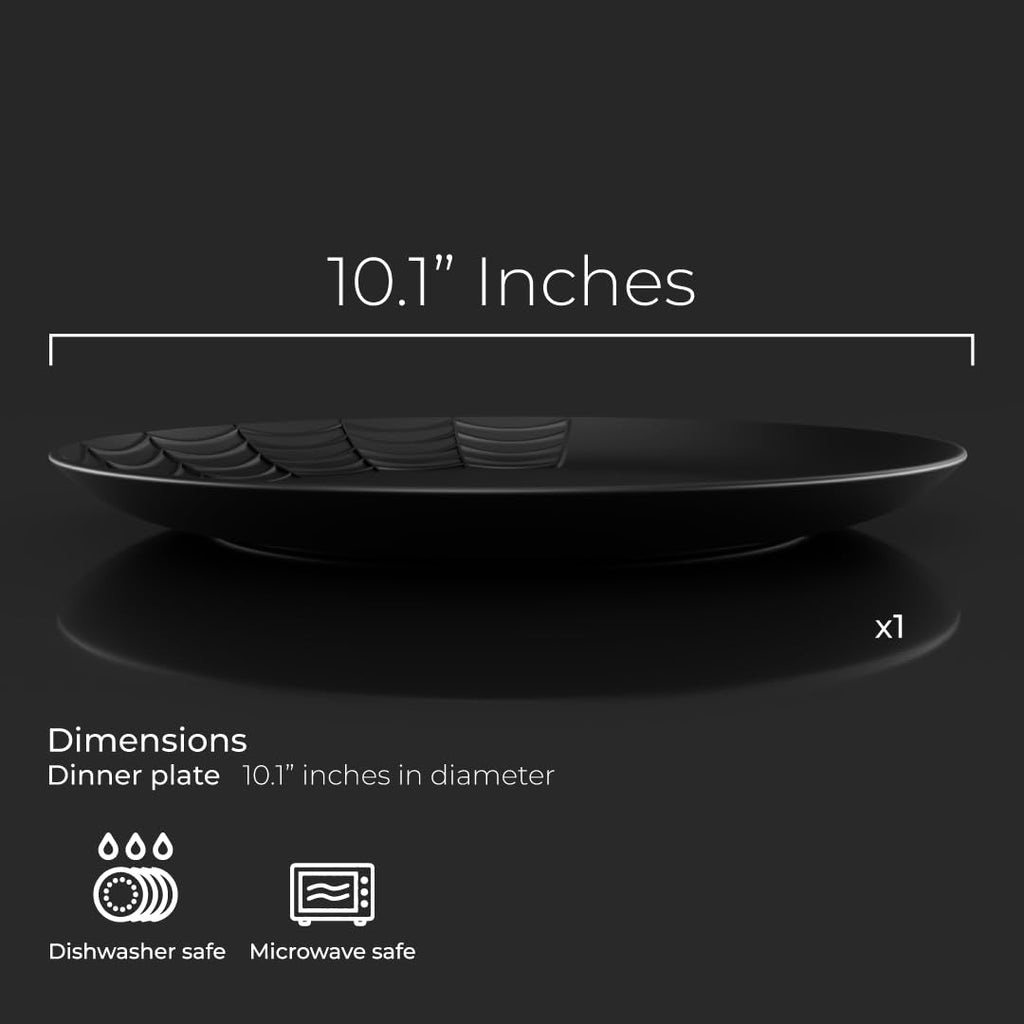 Nomnu Gothic Dinner Plate (1 Unit) With Spiderweb Design - Black Matte Porcelain for Halloween and Goth Decor, Elevate Spooky Table Settings and Creepy Dining Atmospheres