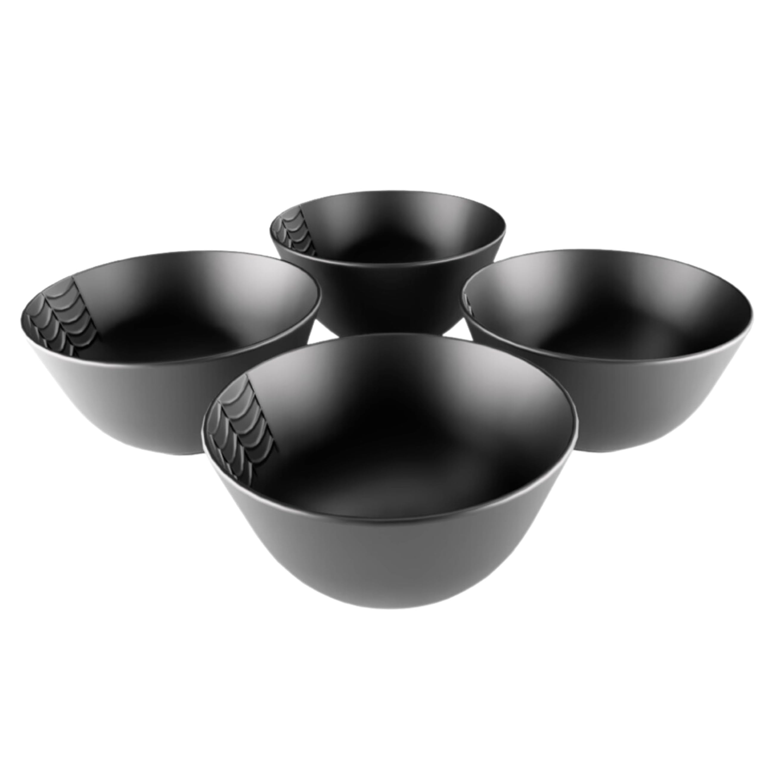 Nomnu New Small Black Spiderweb Bowls Set of 4 - Gothic Ceramic Ice Cream Bowls 4.5" Inch for Dessert & Cereal for Goth Lovers, Microwave & Dishwasher Safe - Perfect for Spooky Snacks & Treats