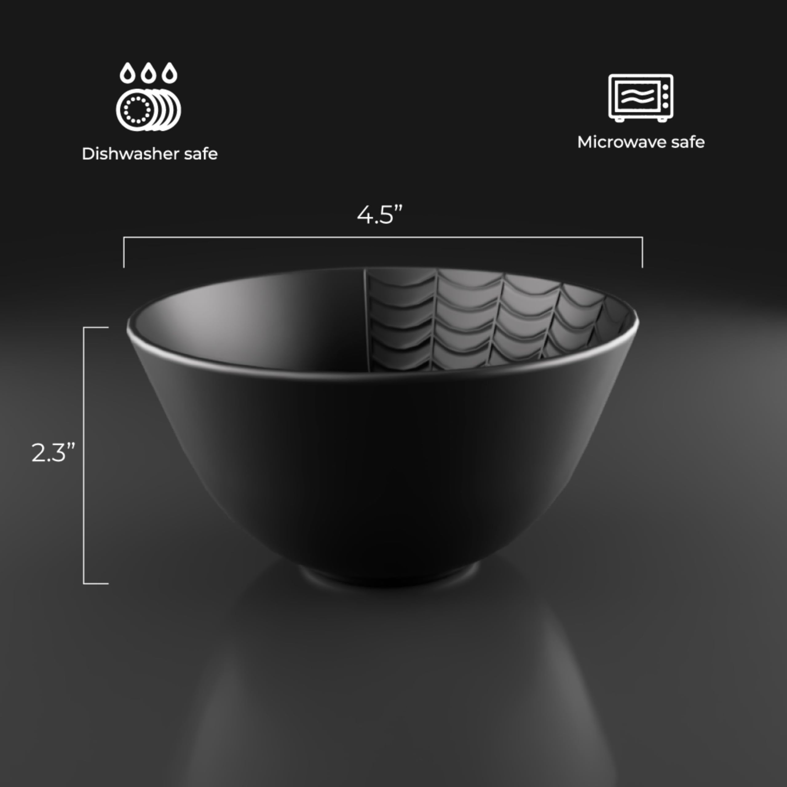 Nomnu New Small Black Spiderweb Bowls Set of 4 - Gothic Ceramic Ice Cream Bowls 4.5" Inch for Dessert & Cereal for Goth Lovers, Microwave & Dishwasher Safe - Perfect for Spooky Snacks & Treats