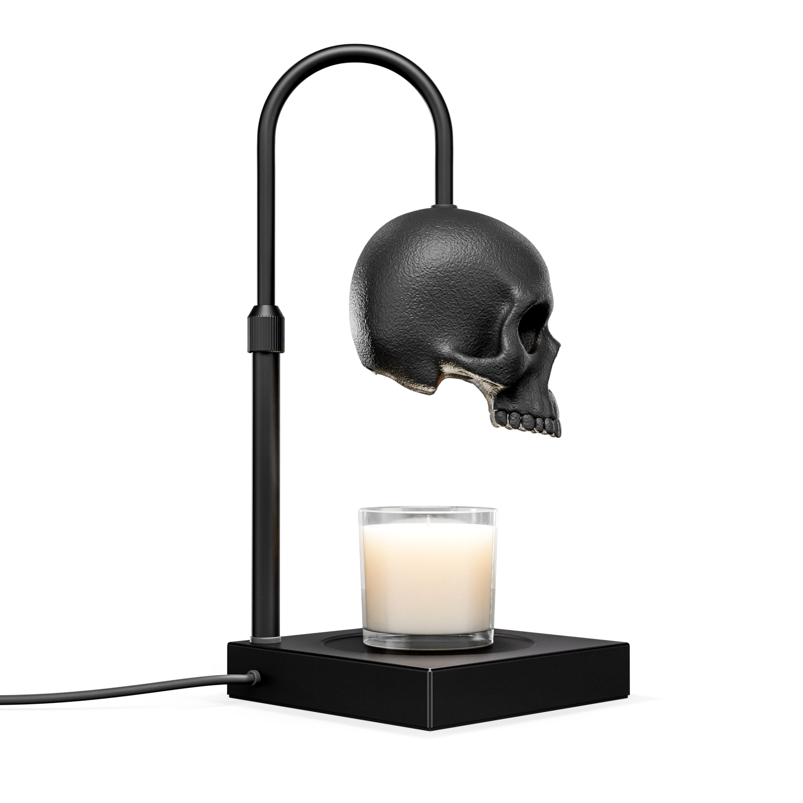 New - Skull Candle Warmer Lamp with Timer and Dimmer *Candles NOT Included – Gothic Candle Lamp Warmer w/Adjustable Height, 2 Light Bulbs – Skull Decor, Halloween Lamps for Spooky Home & Witchy Gifts