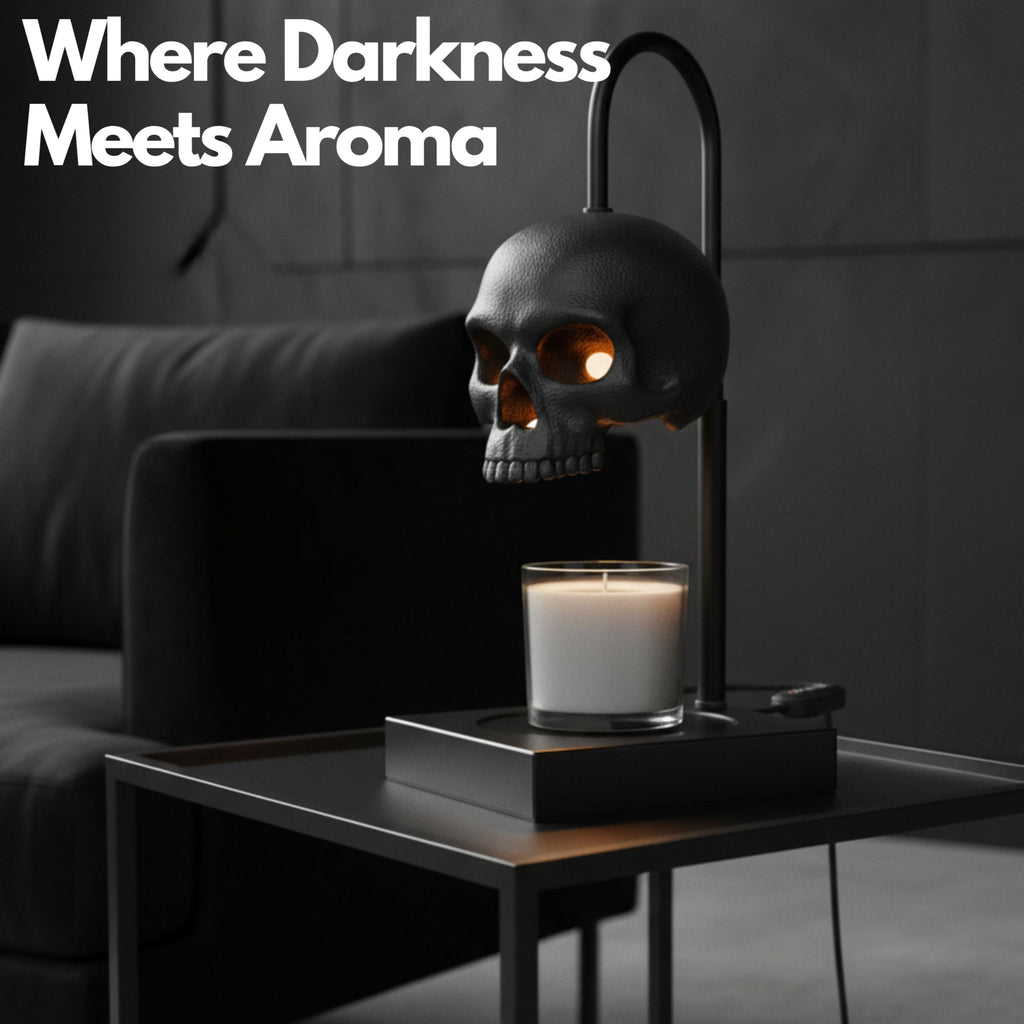 New - Skull Candle Warmer Lamp with Timer and Dimmer *Candles NOT Included – Gothic Candle Lamp Warmer w/Adjustable Height, 2 Light Bulbs – Skull Decor, Halloween Lamps for Spooky Home & Witchy Gifts