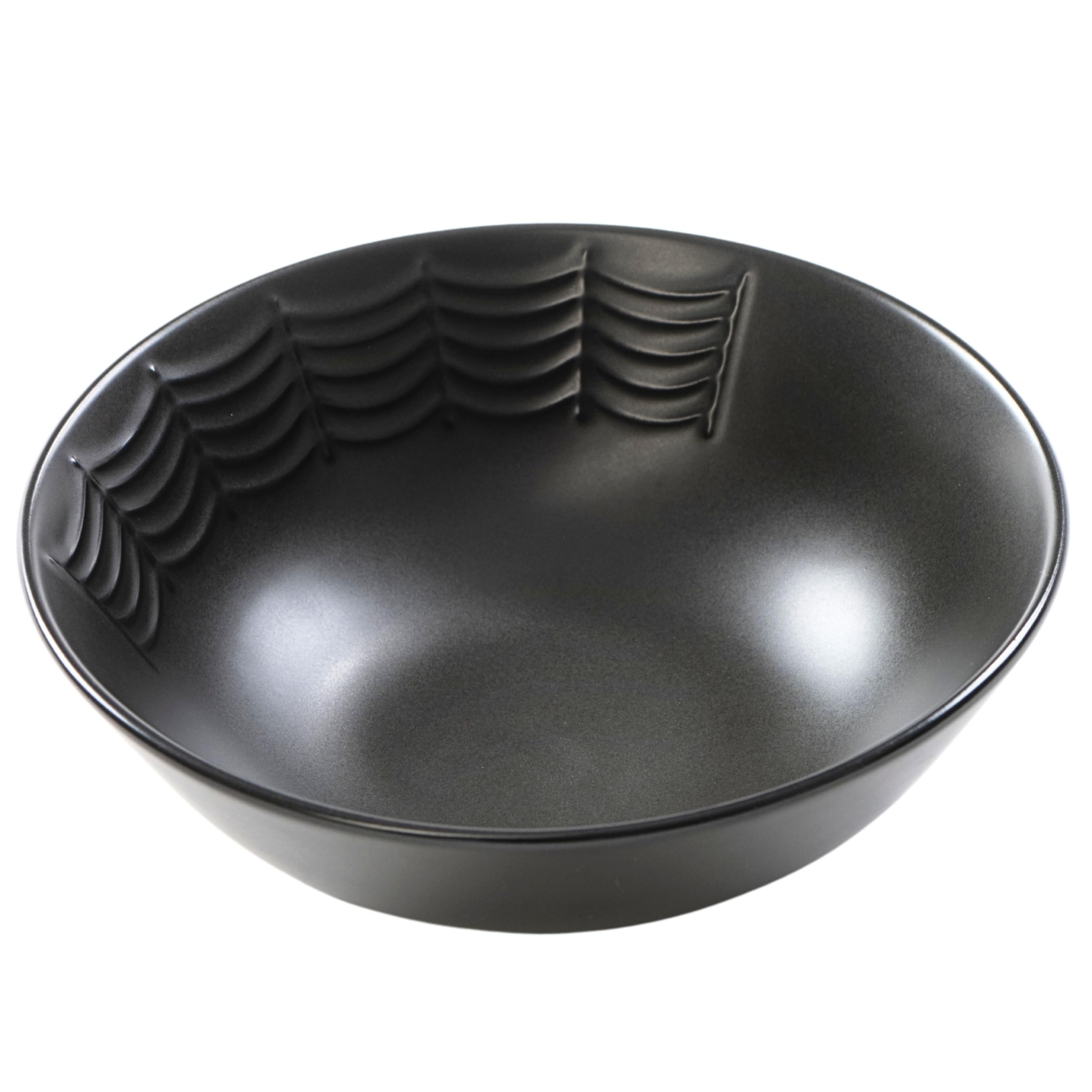 Nomnu Gothic Bowl (1 Unit) With Spiderweb Design - Black Matte Porcelain for Gothic Dining and Halloween Decor, Amplifying Spooky Ambiance with Creepy Tableware