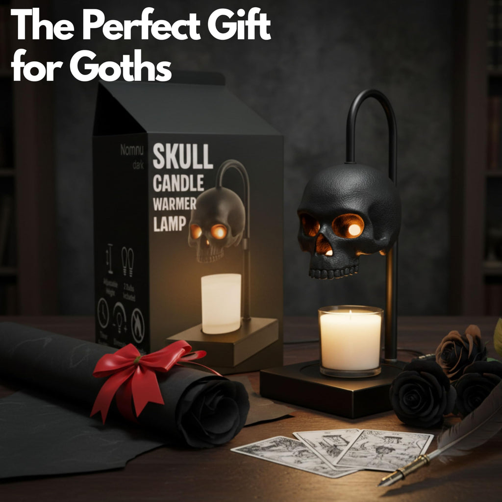 New - Skull Candle Warmer Lamp with Timer and Dimmer *Candles NOT Included – Gothic Candle Lamp Warmer w/Adjustable Height, 2 Light Bulbs – Skull Decor, Halloween Lamps for Spooky Home & Witchy Gifts