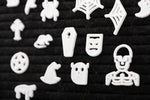Load image into Gallery viewer, Spooky Letter Board Characters - Board NOT Included - +80pcs Felt Message Board Accessories - Shapes Include: Pumpkin, Coffin, Skeleton, Skull, Spider, Bat, Witch Hat, Broom
