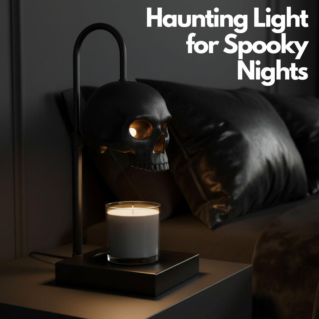 New - Skull Candle Warmer Lamp with Timer and Dimmer *Candles NOT Included – Gothic Candle Lamp Warmer w/Adjustable Height, 2 Light Bulbs – Skull Decor, Halloween Lamps for Spooky Home & Witchy Gifts