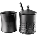 Spiderweb Sugar and Creamer Set – Black Ceramic Sugar Bowl with Lid & Spoon and Creamer Pitcher (Gothic Decor)
