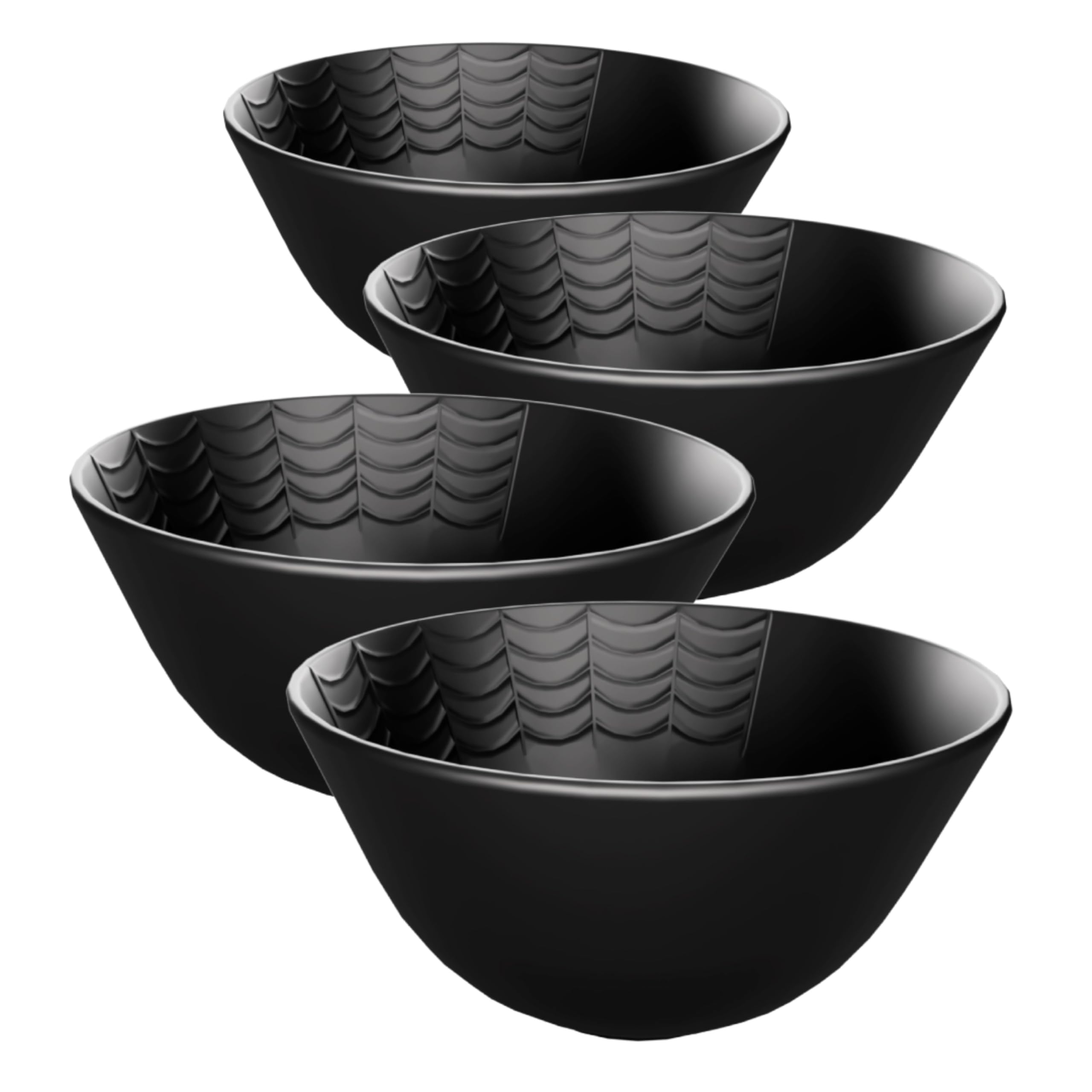 Nomnu New Small Black Spiderweb Bowls Set of 4 - Gothic Ceramic Ice Cream Bowls 4.5" Inch for Dessert & Cereal for Goth Lovers, Microwave & Dishwasher Safe - Perfect for Spooky Snacks & Treats