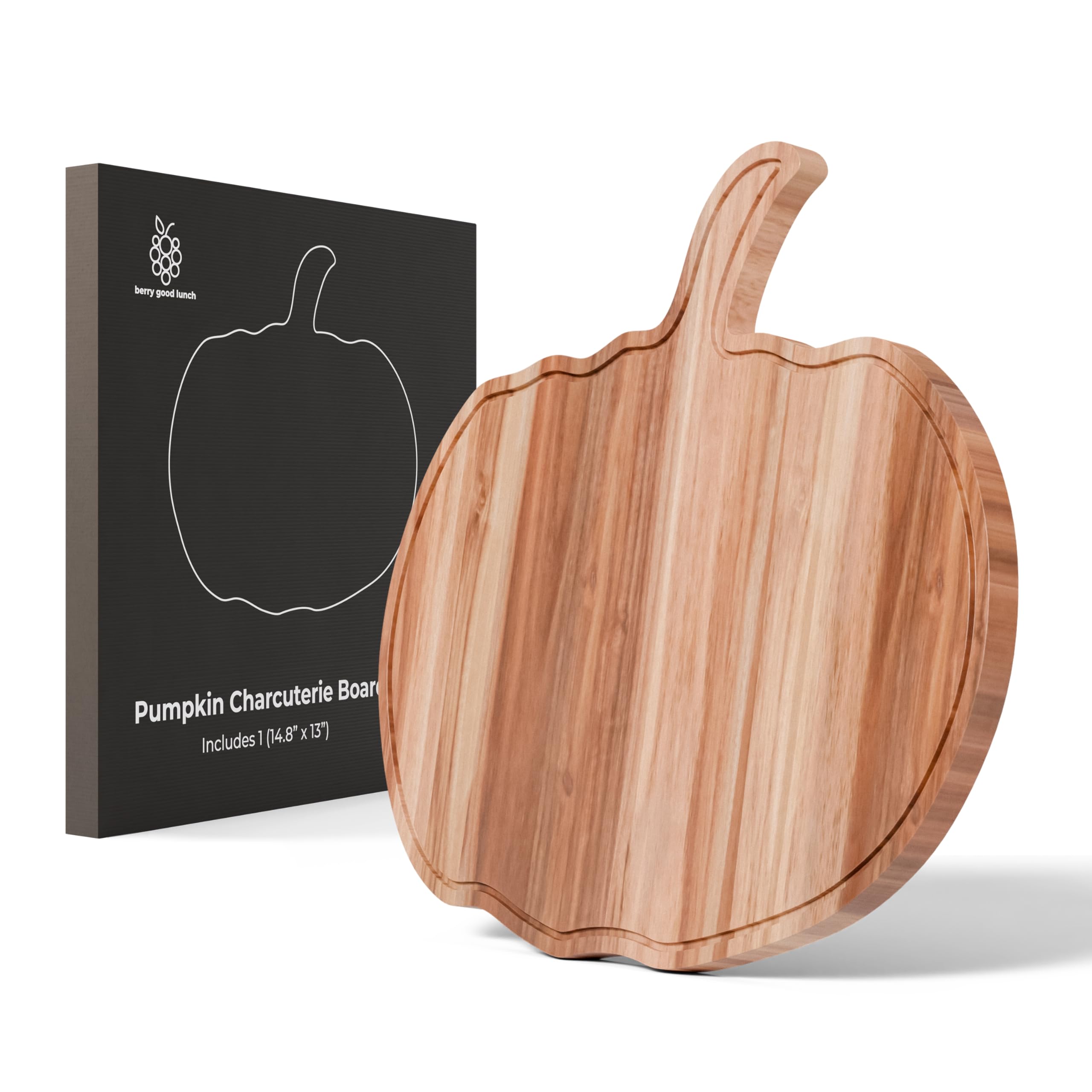 New - Halloween Pumpkin Cutting Board 14.8"x13" – Solid Acacia Wood Pumpkin Charcuterie Board for Fall Decor, Gothic Cheese Boards, Fall Kitchen Decor & Halloween Kitchen Serving Platter
