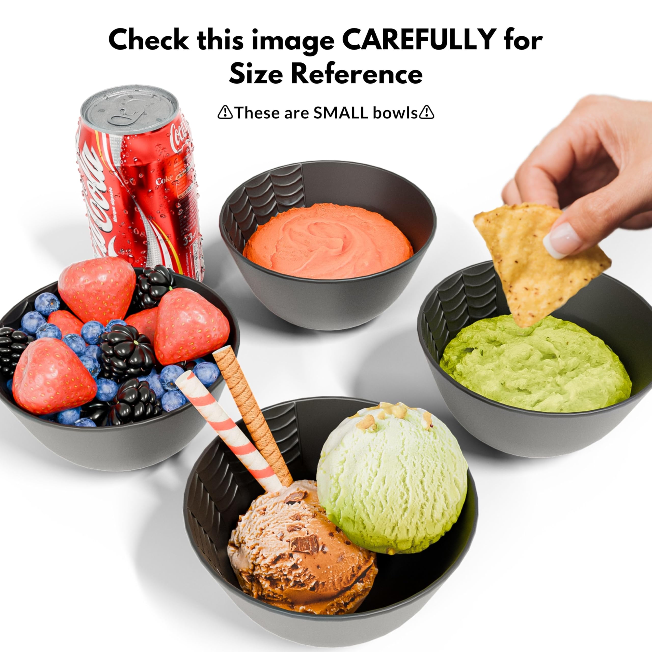 Nomnu New Small Black Spiderweb Bowls Set of 4 - Gothic Ceramic Ice Cream Bowls 4.5" Inch for Dessert & Cereal for Goth Lovers, Microwave & Dishwasher Safe - Perfect for Spooky Snacks & Treats