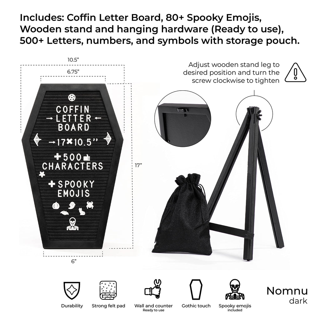 Coffin Letter Board with Spooky Emojis