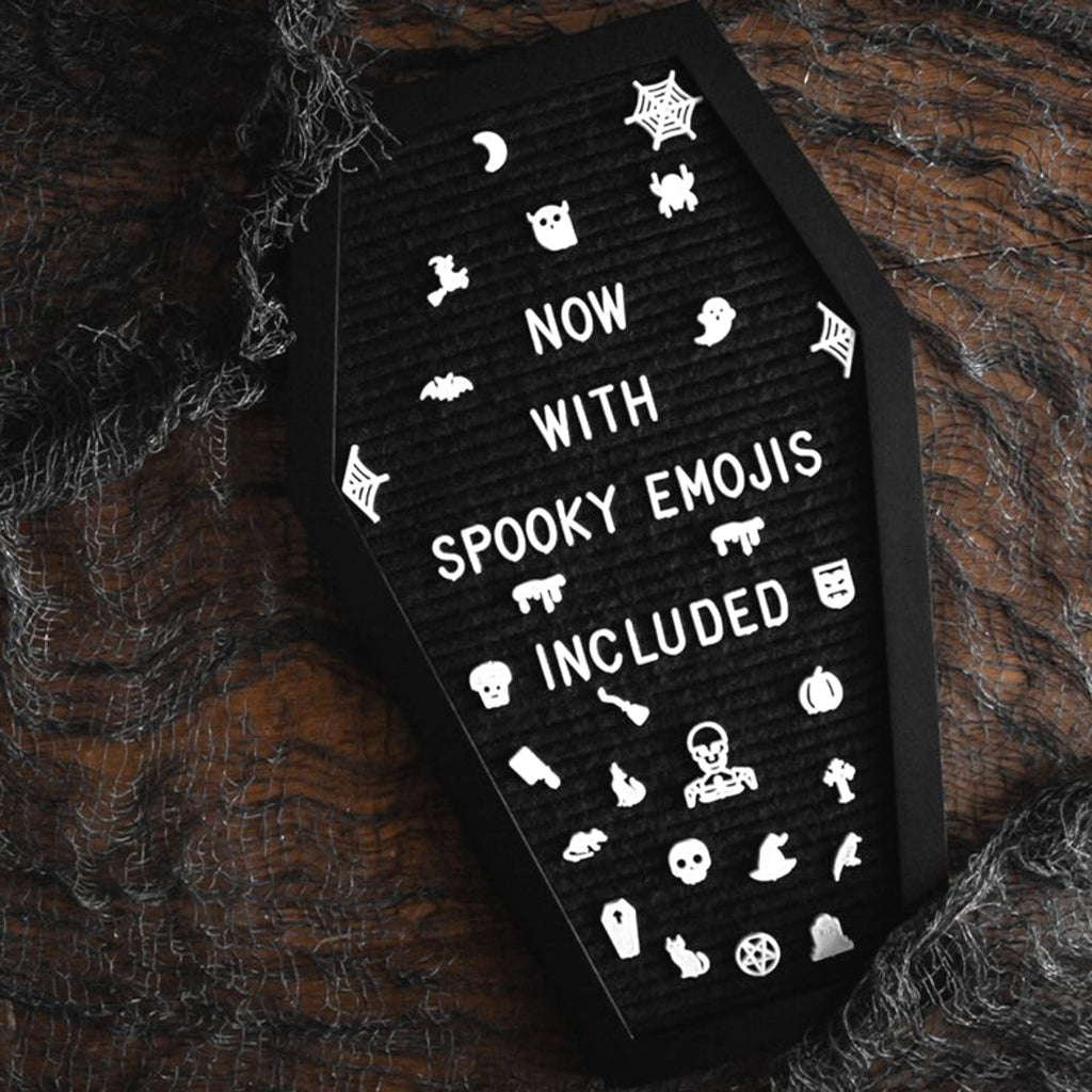 Coffin Letter Board with Spooky Emojis