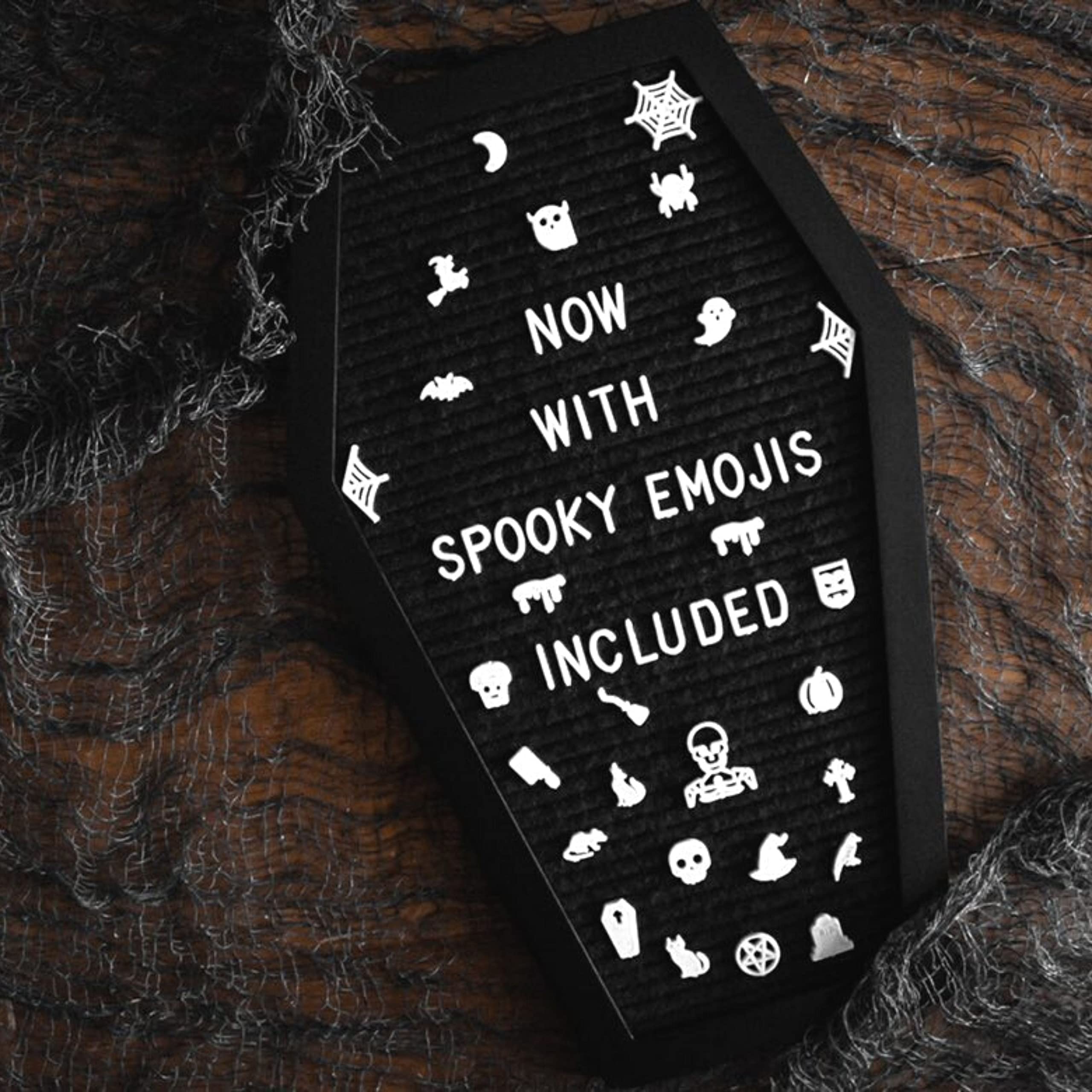 Coffin Letter Board with Spooky Emojis