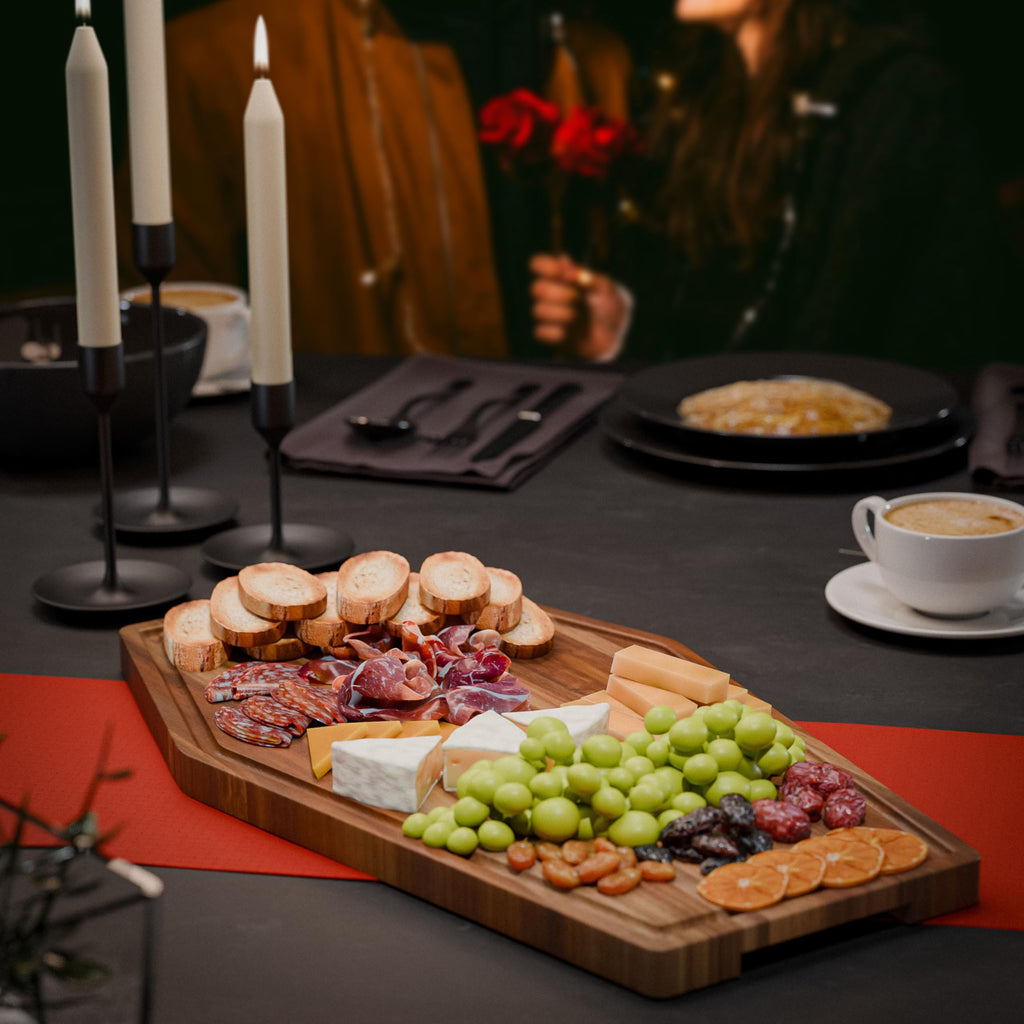 New - Large Coffin Charcuterie Board - Gothic Acacia Wood Cutting Coffin Shaped Cutting Board 17x10.5inch, Halloween Wooden Serving Tray, Goth Platter, Spooky Decor Gifts