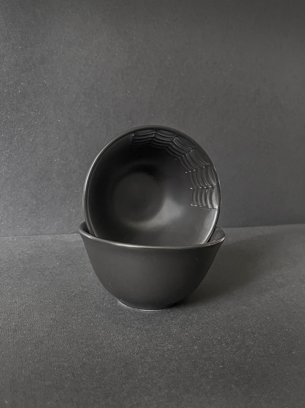 Nomnu New Small Black Spiderweb Bowls Set of 4 - Gothic Ceramic Ice Cream Bowls 4.5" Inch for Dessert & Cereal for Goth Lovers, Microwave & Dishwasher Safe - Perfect for Spooky Snacks & Treats