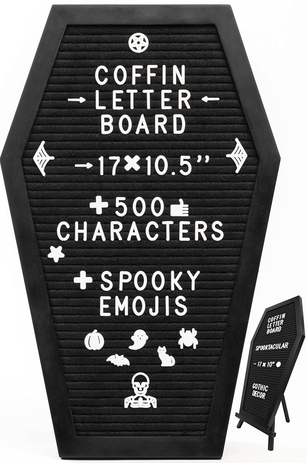 Coffin Letter Board with Spooky Emojis