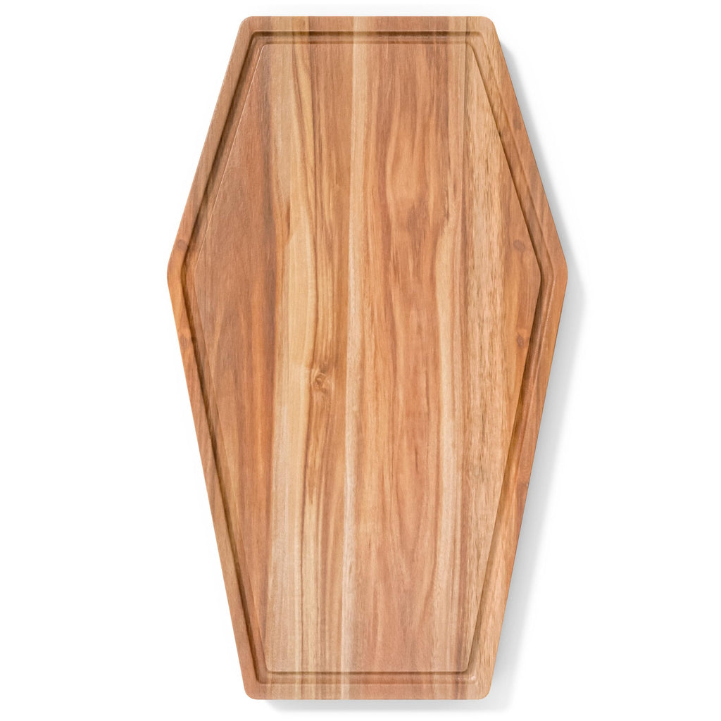 New - Large Coffin Charcuterie Board - Gothic Acacia Wood Cutting Coffin Shaped Cutting Board 17x10.5inch, Halloween Wooden Serving Tray, Goth Platter, Spooky Decor Gifts