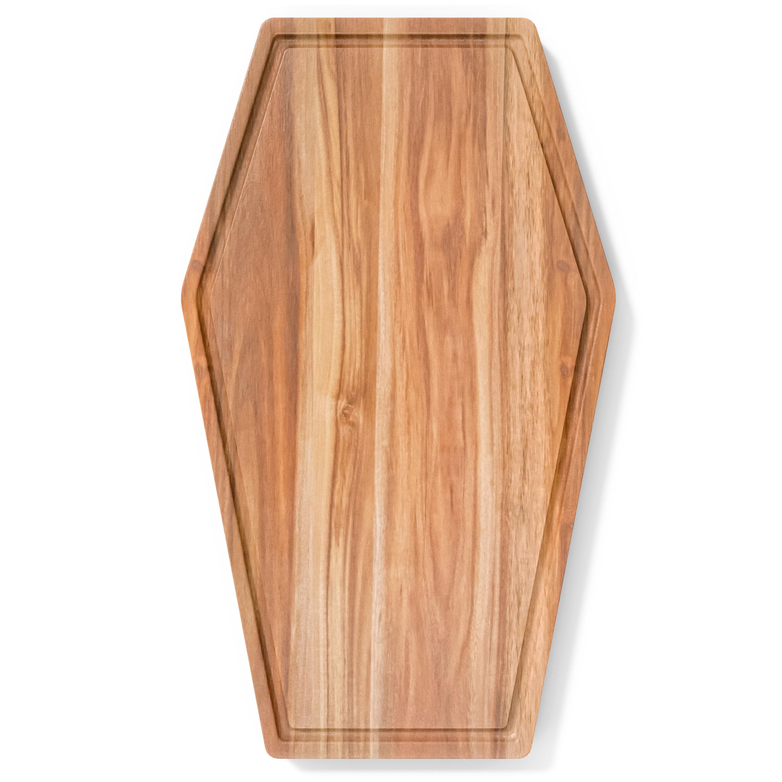 New - Large Coffin Charcuterie Board - Gothic Acacia Wood Cutting Coffin Shaped Cutting Board 17x10.5inch, Halloween Wooden Serving Tray, Goth Platter, Spooky Decor Gifts