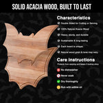 Load image into Gallery viewer, New – Halloween Bat Cutting Board 15.7&quot; x 8.8&quot; – Solid Acacia Wood Bat Charcuterie Board for Gothic Cheese Boards, Spooky Kitchen Decor, Creepy Halloween Serving Platter &amp; Horror Party Tray
