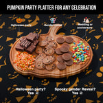 Load image into Gallery viewer, New - Halloween Pumpkin Cutting Board 14.8&quot;x13&quot; – Solid Acacia Wood Pumpkin Charcuterie Board for Fall Decor, Gothic Cheese Boards, Fall Kitchen Decor &amp; Halloween Kitchen Serving Platter
