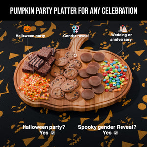 New - Halloween Pumpkin Cutting Board 14.8"x13" – Solid Acacia Wood Pumpkin Charcuterie Board for Fall Decor, Gothic Cheese Boards, Fall Kitchen Decor & Halloween Kitchen Serving Platter