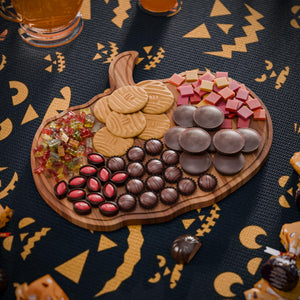 New - Halloween Pumpkin Cutting Board 14.8"x13" – Solid Acacia Wood Pumpkin Charcuterie Board for Fall Decor, Gothic Cheese Boards, Fall Kitchen Decor & Halloween Kitchen Serving Platter