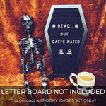 Load image into Gallery viewer, Spooky Letter Board Characters - Board NOT Included - +80pcs Felt Message Board Accessories - Shapes Include: Pumpkin, Coffin, Skeleton, Skull, Spider, Bat, Witch Hat, Broom
