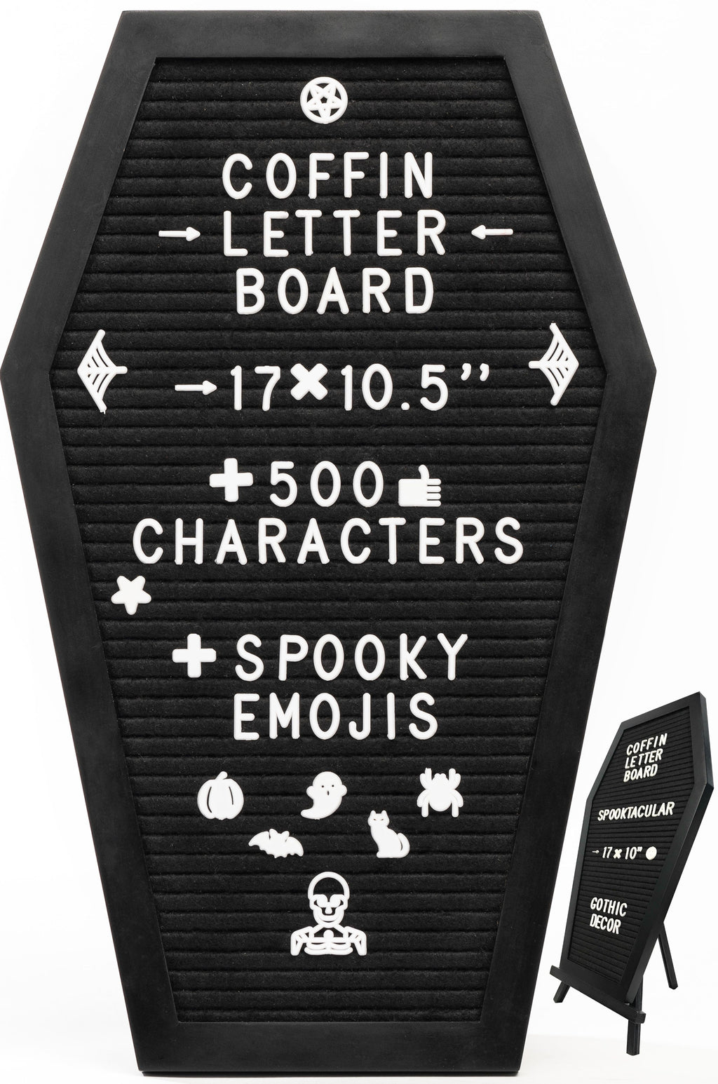 Coffin Letter Board with Spooky Emojis