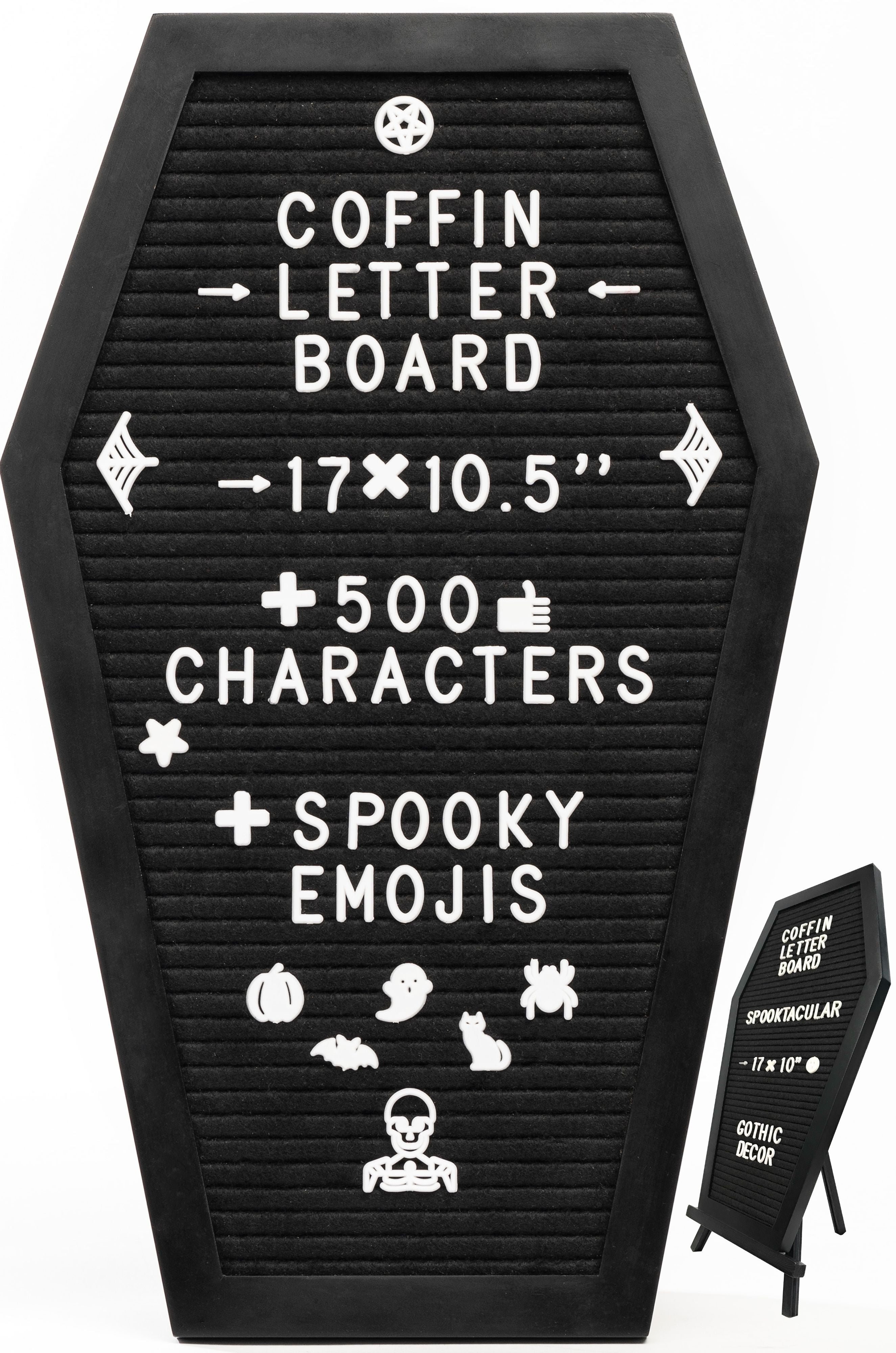 Coffin Letter Board with Spooky Emojis