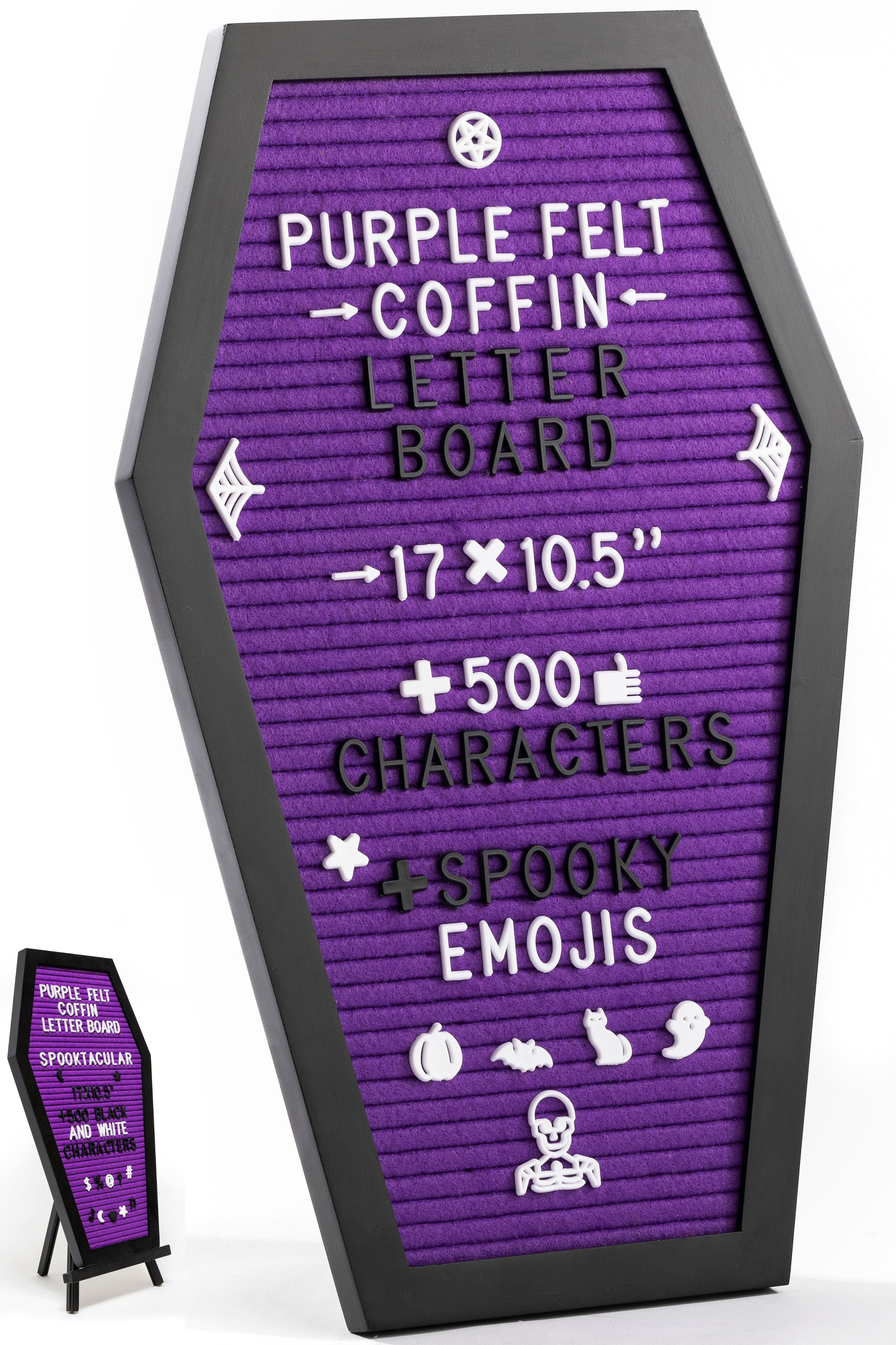 Coffin Letter Board with Spooky Emojis