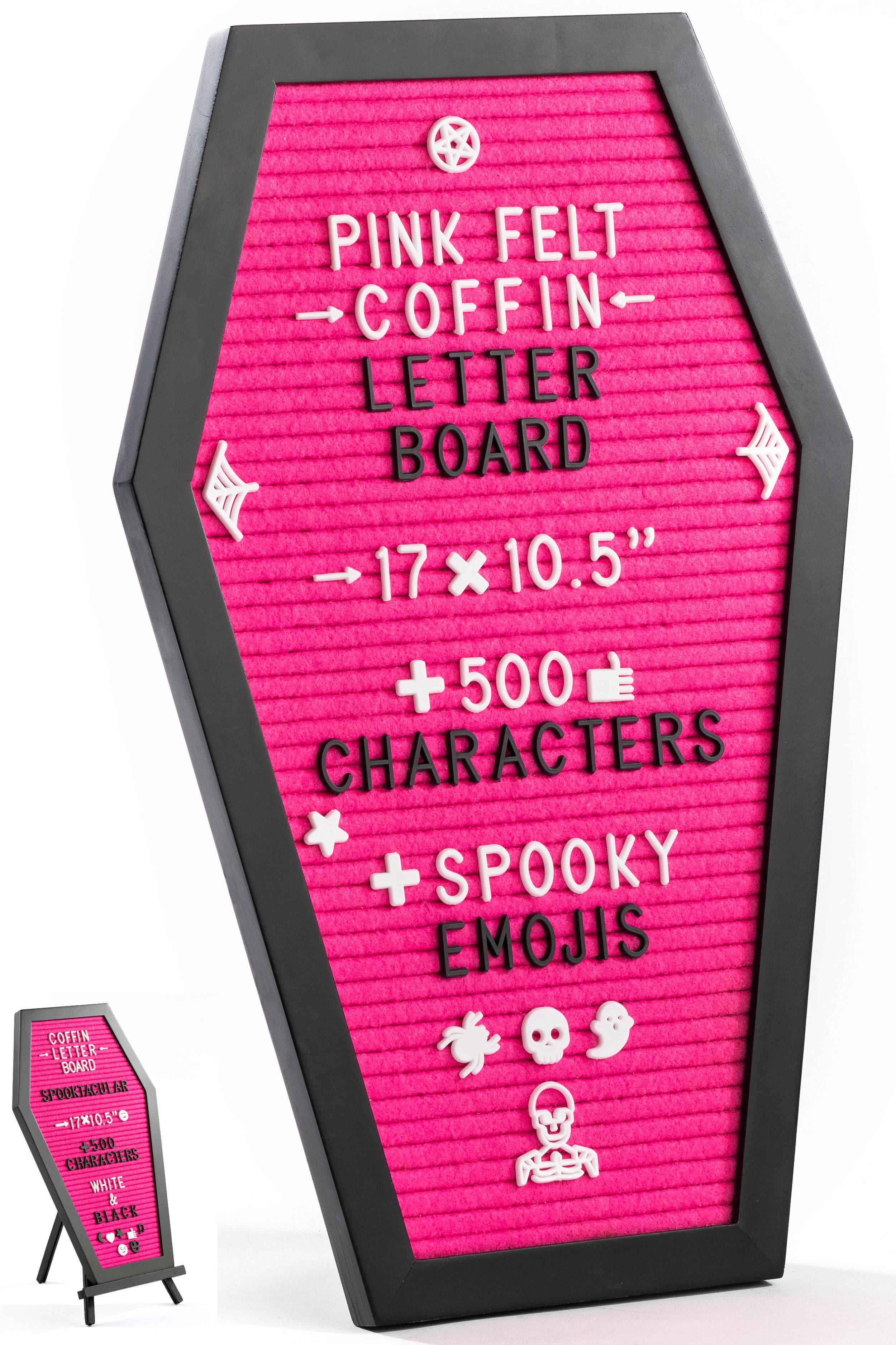 Coffin Letter Board with Spooky Emojis