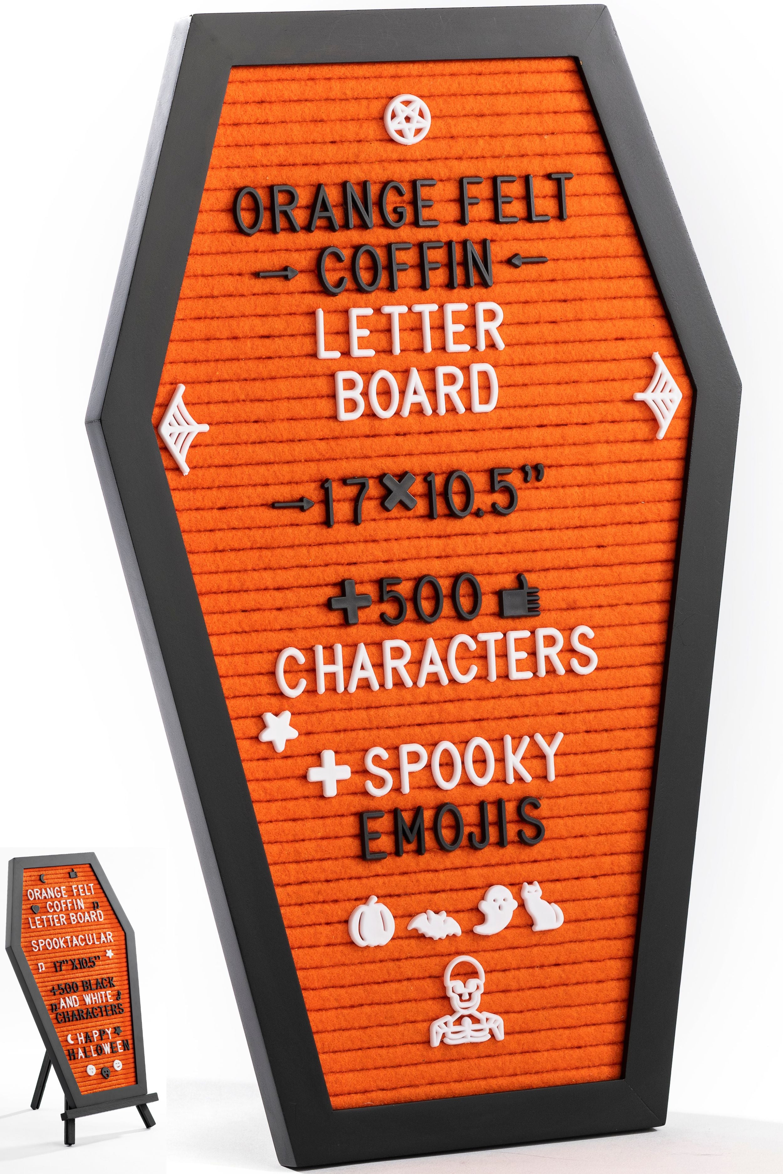 Coffin Letter Board with Spooky Emojis