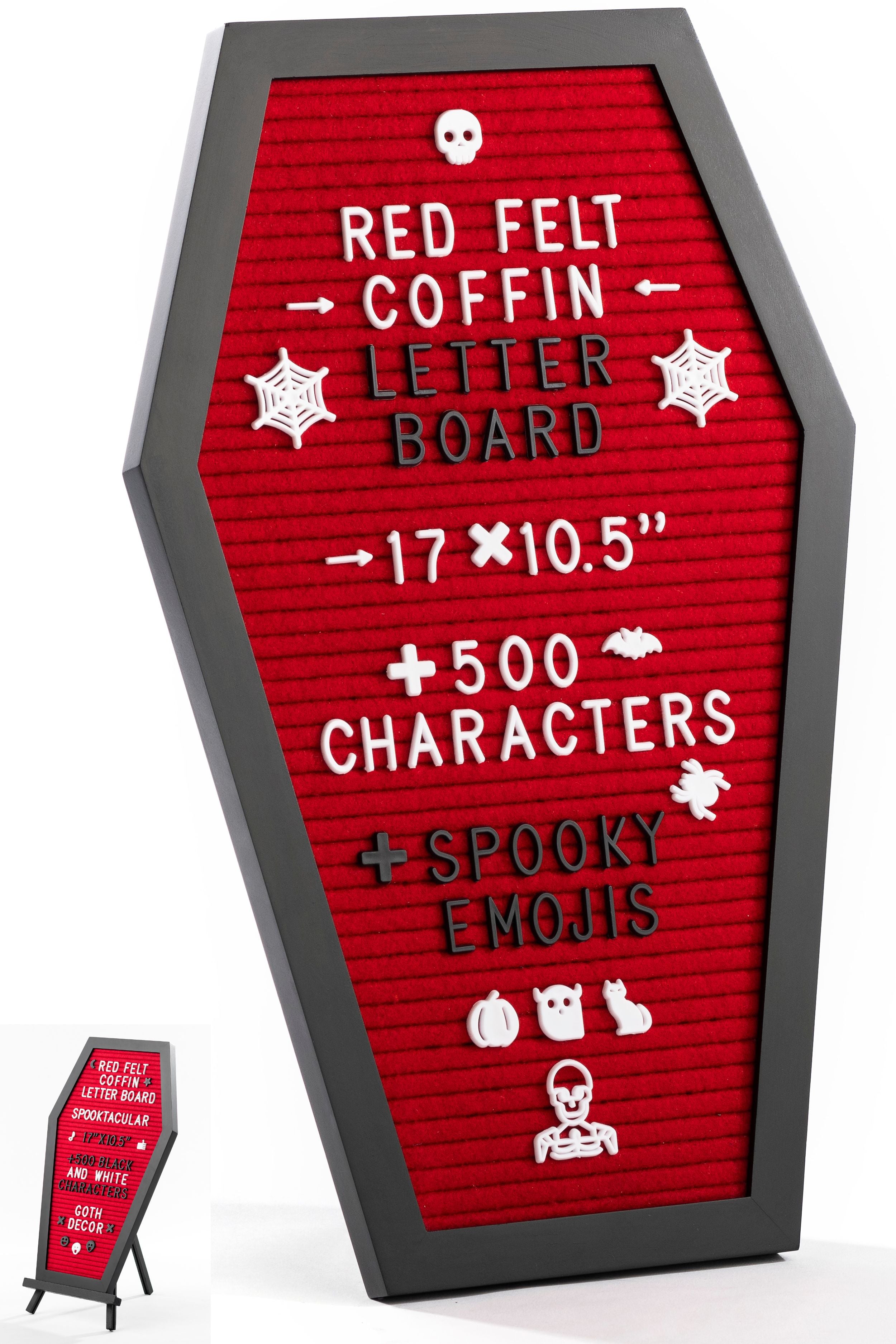 Coffin Letter Board with Spooky Emojis