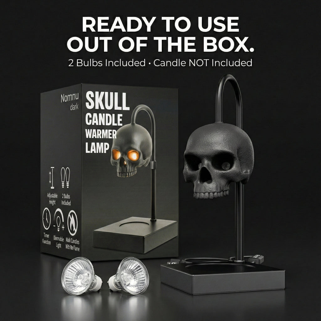 Skull Candle Warmer Lamp with Timer & Dimmer – Adjustable Height Gothic Candle Lamp (Candles Not Included)