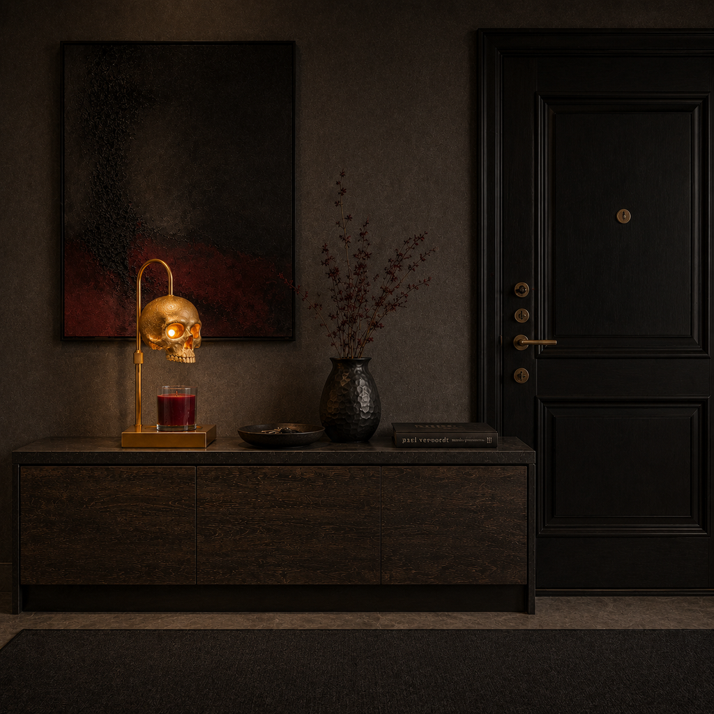 Nomnu Golden Skull Candle Warmer Lamp with Timer & Dimmer, Gold Gothic Decor Wax Warmer & Table Lamp for Witchy, Dark Academia & Halloween
