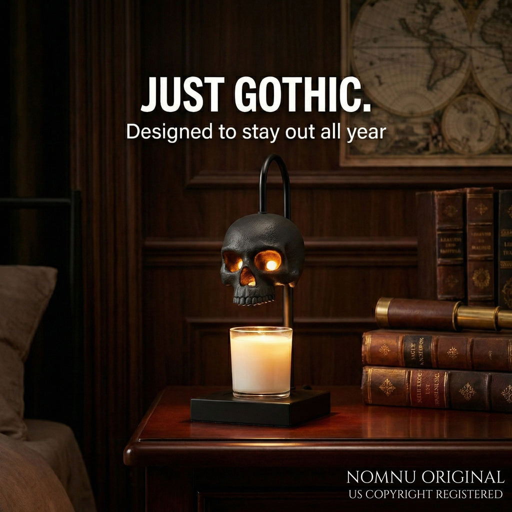Skull Candle Warmer Lamp with Timer & Dimmer – Adjustable Height Gothic Candle Lamp (Candles Not Included)
