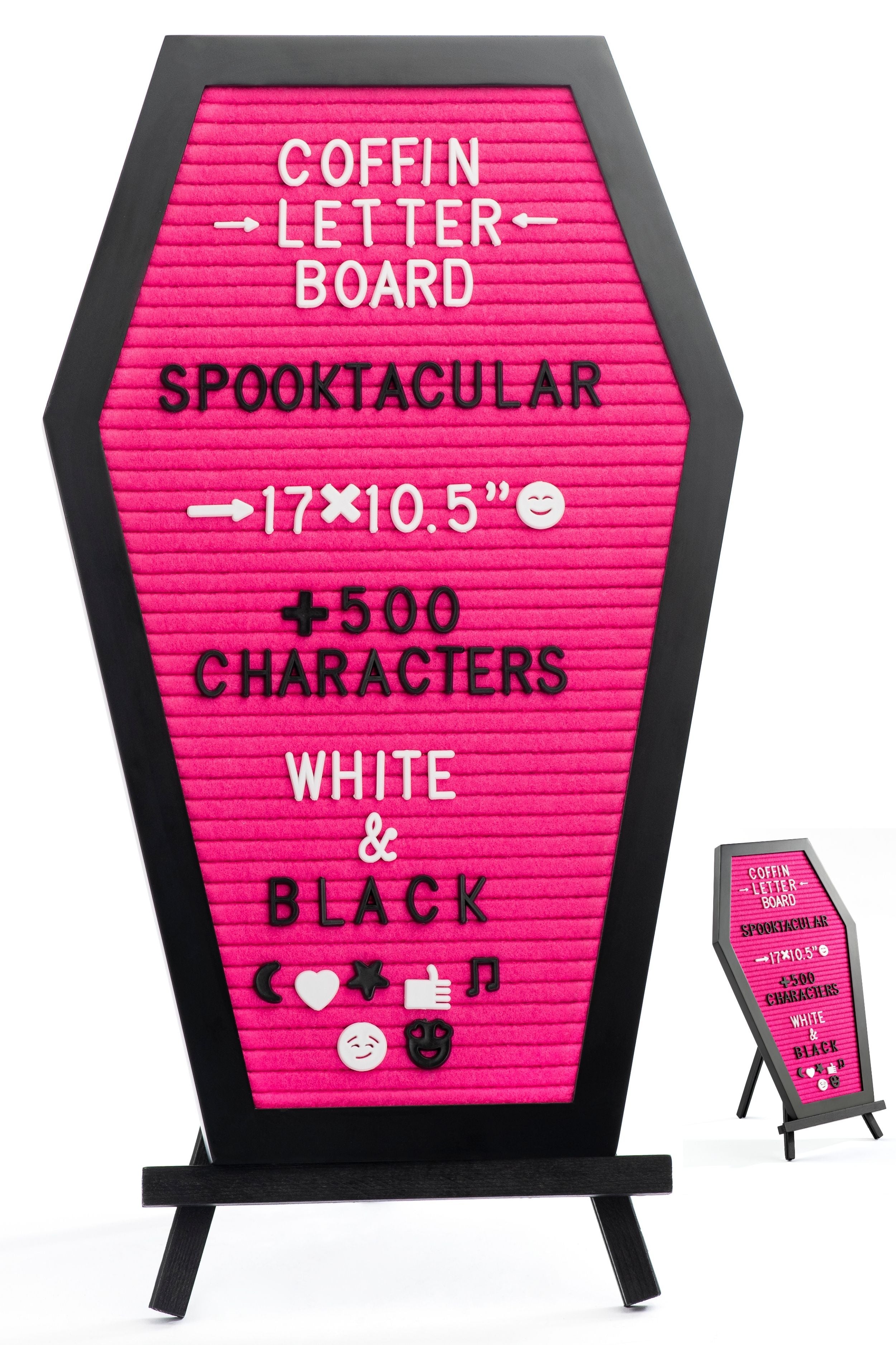 Coffin Letter Board with Spooky Emojis