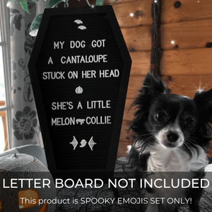 Spooky Letter Board Characters - Board NOT Included - +80pcs Felt Message Board Accessories - Shapes Include: Pumpkin, Coffin, Skeleton, Skull, Spider, Bat, Witch Hat, Broom