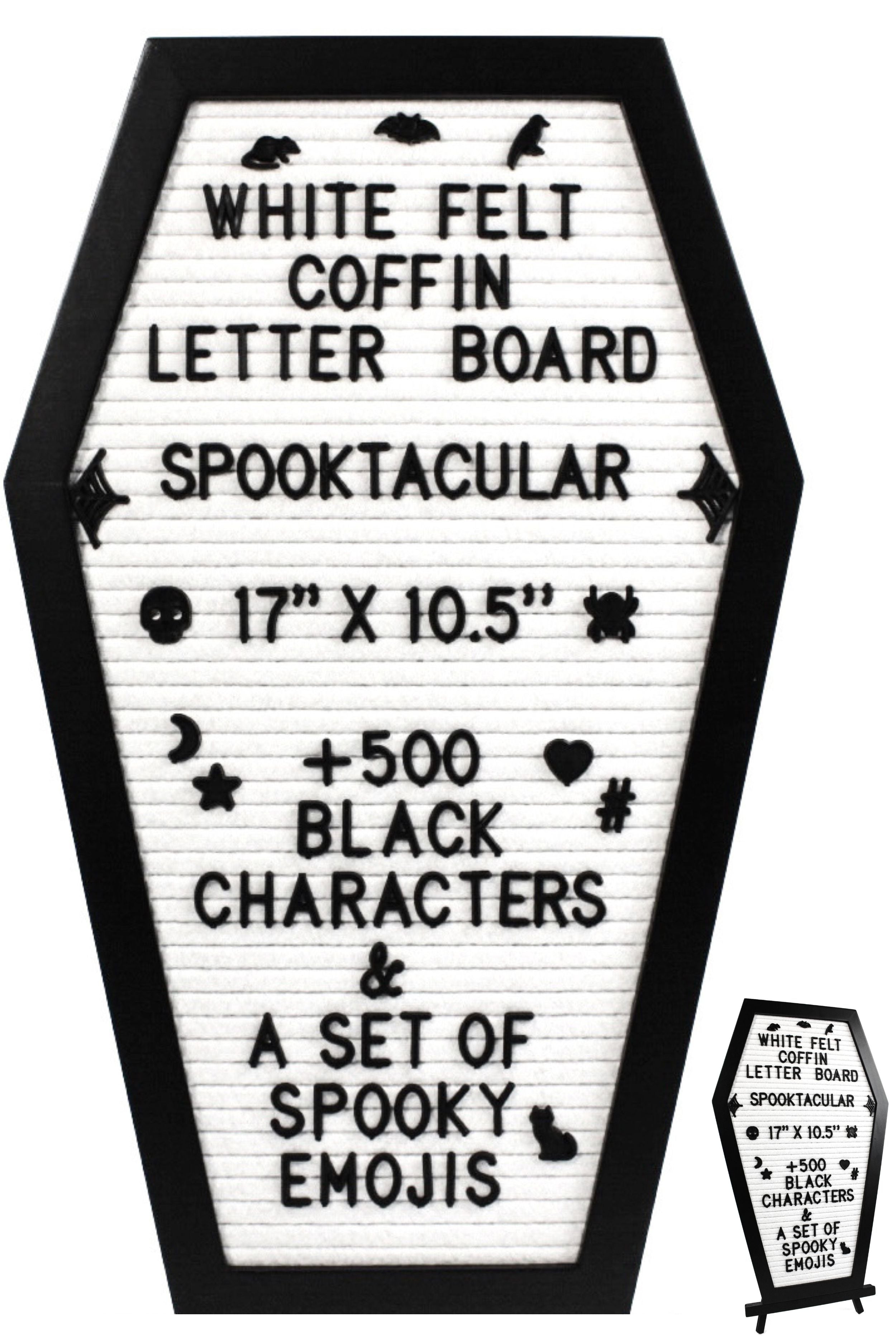 Coffin Letter Board Black Felt - Gothic Decor Message Board +500 Characters  – NomnuShop